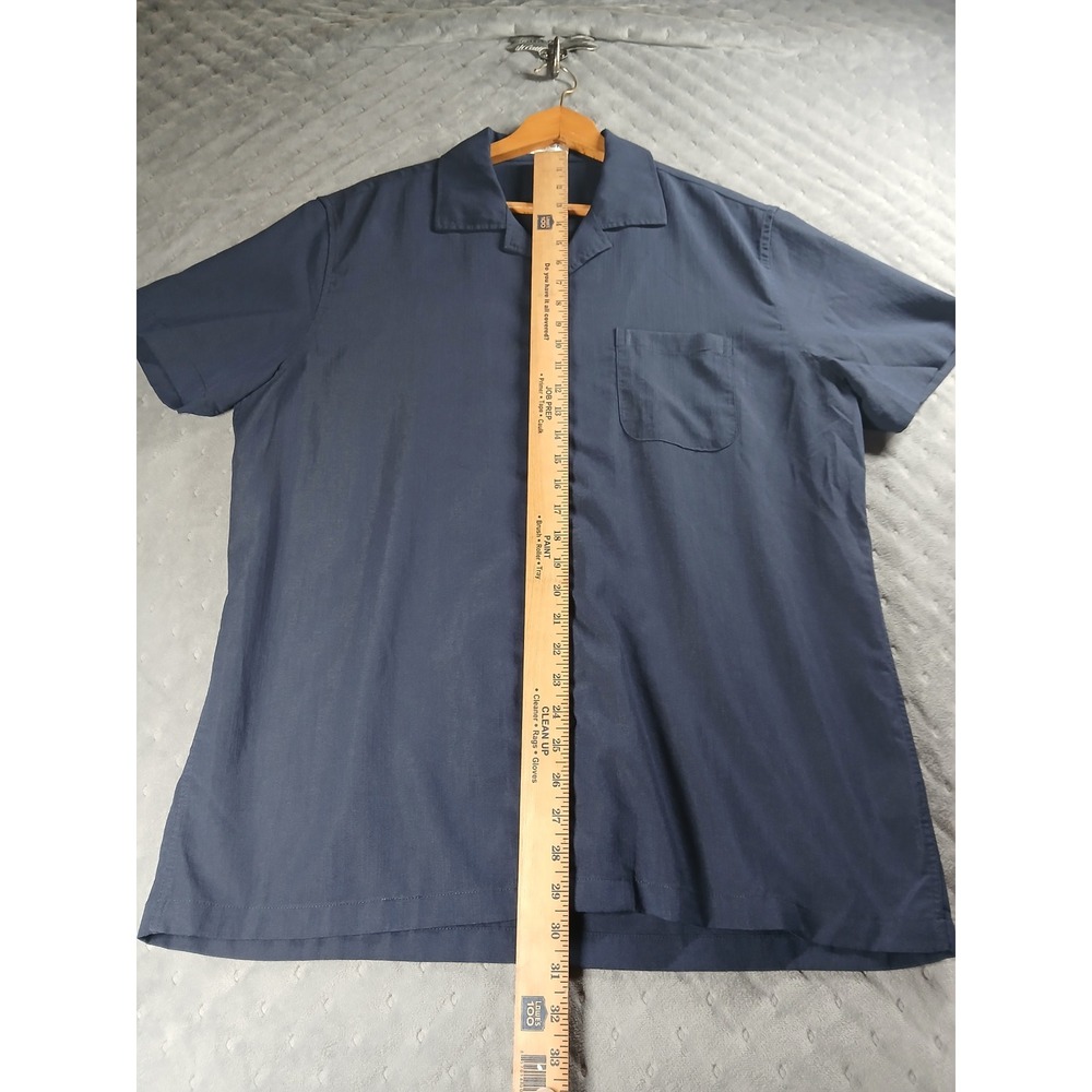 COOFANDY Mens Navy Blue Camp Collar Short Sleeve Button Down Shirt Large Pocket - Picture 2 of 9